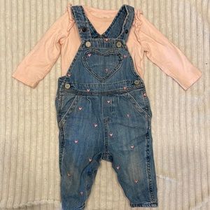 Baby Gap Heart Overalls and Ruffle long sleeve